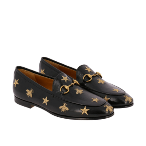 Gucci Jordaan Embroidered Leather Loafer Black