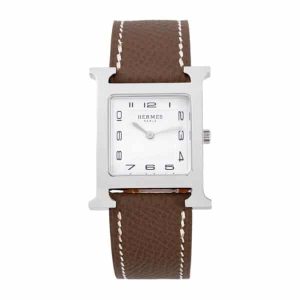 Hermes H Hour Watch Brown Strap 21Mm
