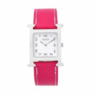 Hermes H Hour Watch Pink Strap 21Mm
