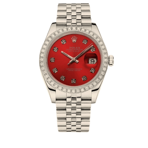 Rolex Lady Datejust Demi Red Dial And Silver 31Mm