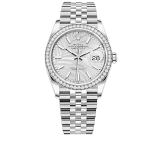 Rolex Datejust Silver Dial With Silver Strap Palm Leaf Pattern 36Mm