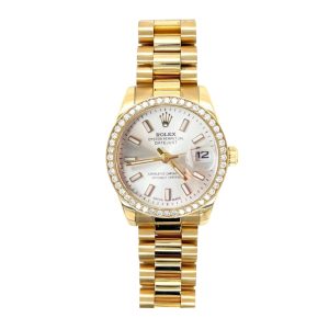 Rolex Lady Datejust White Dial Yellow Gold 28Mm