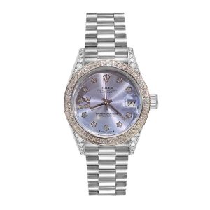 Rolex Datejust Diamond Bezel Oyster White Gold Purple 31Mm