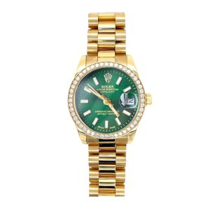Rolex Lady Datejust Green Dial Yellow Gold 28Mm