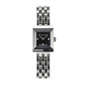 Gucci G Frame Bracelet Watch Square Shape Silver In Black 20Mm Ya128507