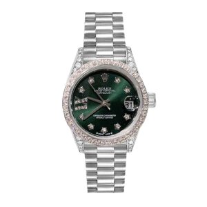 Rolex Datejust Diamond Bezel Oyster White Gold Green 31Mm