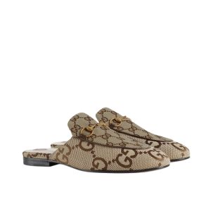 Gucci Women Princetown Slipper Beige And Ebony GG Canvas 475094 UKO60 2588