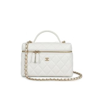 Chanel Classic Vanity With Chain Gold Hardware White 19Cm