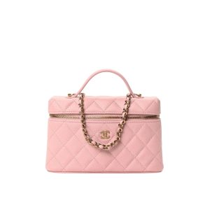 Chanel Classic Vanity With Chain Gold Hardware Pink 19Cm