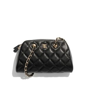 Chanel Clutch With Strap Gold Metal In Black 20Cm