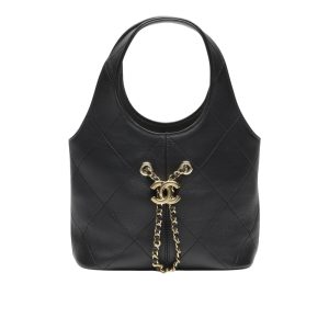 Chanel Small Shopping Bag Gold Tone Hardware Black 22Cm