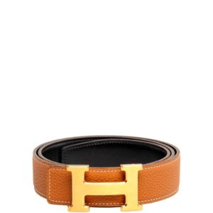 HERMES BELT TOGO SWIFT GOLD BUCKLE BROWN 2.4CM