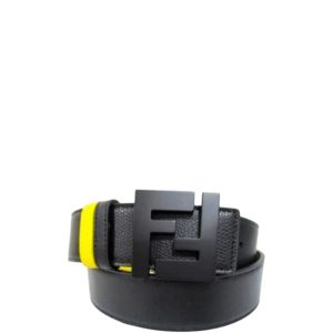 FENDI REVERSIBLE BLACK LEATHER BELT YELLOW 40MM