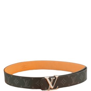 LOUIS VUITTON'S INITIALS 40MM BLACK REVERSIBLE BELT SILOUIS VUITTONER BUCKLE