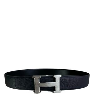 HERMES'S BELT TOGO SWIFT SILOUIS VUITTONER BUCKLE BLACK 38MM