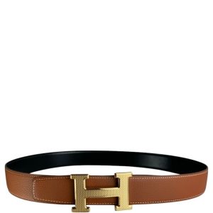 HERMES'S BELT TOGO SWIFT GOLD BUCKLE BROWN 38MM