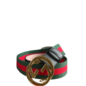 GUCCI'S WEB BELT WITH G BUCKLE GREEN 4CM