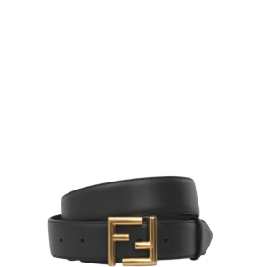 FENDI BLACK LEATHER BELT WITH FENDI GOLD BUCKLE 40MM