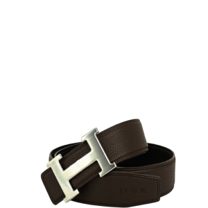 HERMES BELT TOGO SWIFT SILVER BUCKLE BROWN 38MM
