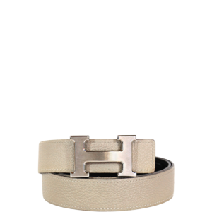 HERMES BELT TOGO SWIFT SILVER BUCKLE GREY 2.4CM