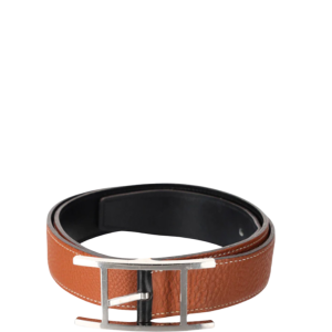 HERMES QUENTIN REVERSIBLE BELT BROWN SILVER METAL 32MM