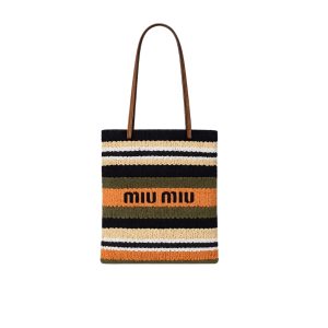 Miumiu Crochet Tote Bag Multicolor 38Cm 5BG248 2DO3 F03QS V ORO