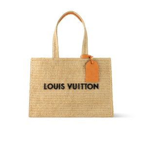 Louis Vuitton Summer Shopper Tote MM Raffia Natural Beige 44cm M14458