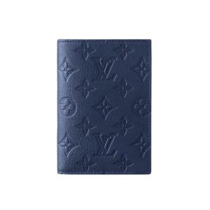 Louis Vuitton Passport Cover Monogram Shadow Navy Blue 14Cm M14792