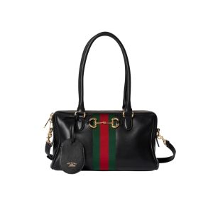 Gucci Borsetto Medium Boston Bag Black Leather 28cm 866732 AAGIQ 1053