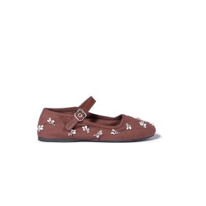 MIUMIU Embroidered drill ballerinas 994012