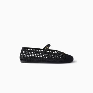 Prada Crochet Ballerinas Black