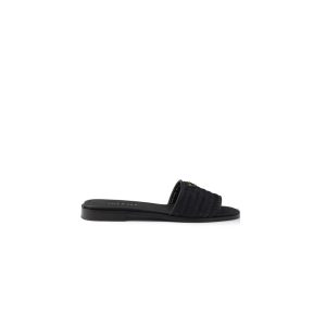 Prada Leather Slides With Crochet Details Black