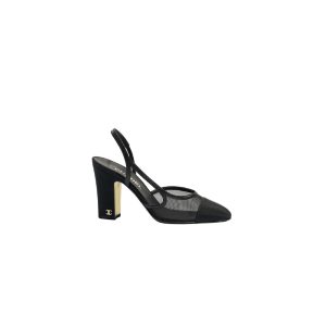 Chanel Slingbacks Mesh And Grosgrain Black