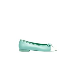 Chanel Ballet Flats Light Green And White