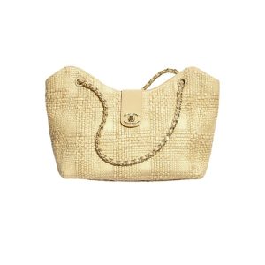 Chanel Shopping Bag Braided Raffia Beige 26Cm