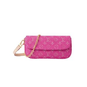 Louis Vuitton Wallet On Chain Ivy Monogram Denim Fuchsia 23Cm
