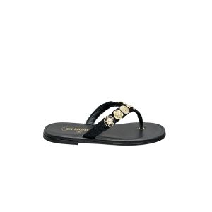 Chanel Thong Jewel Embellished Black