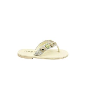 Chanel Thong Jewel Embellished Cream